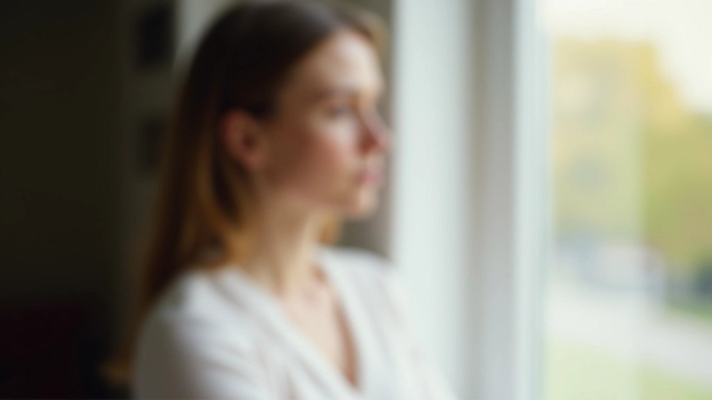 Frau schaut aus dem Fenster in die Ferne, träumt von ihrer optimalen Zukunft, inspirierter Ausdruck, Morgenlight